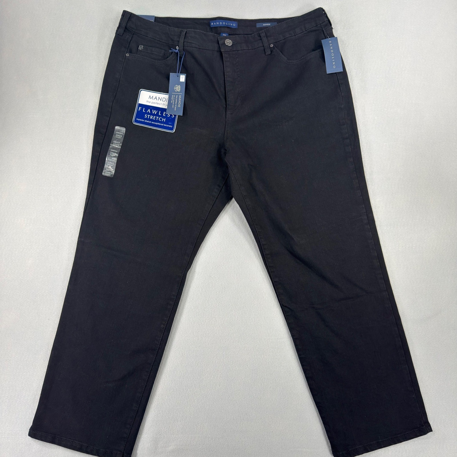 Bandolino Mandie Straight Leg Jeans Saturated Black 20WS Short Flawless Stretch Bandolino Mandie Straight Leg Jeans Saturated Black 20WS Short Flawless Stretch