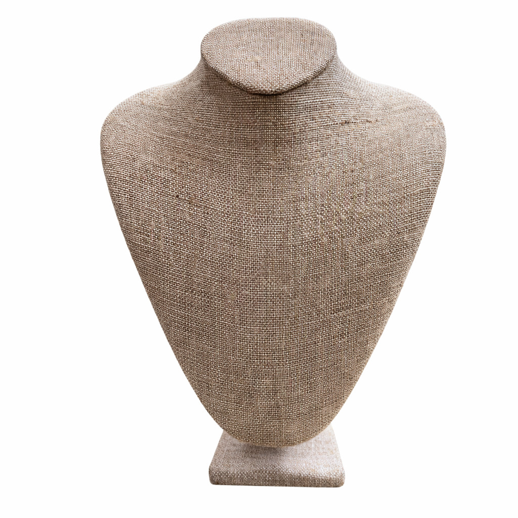 Modern Burlap Linen Necklace Display Mannequin Showcase Jewelry Bust 14.5\