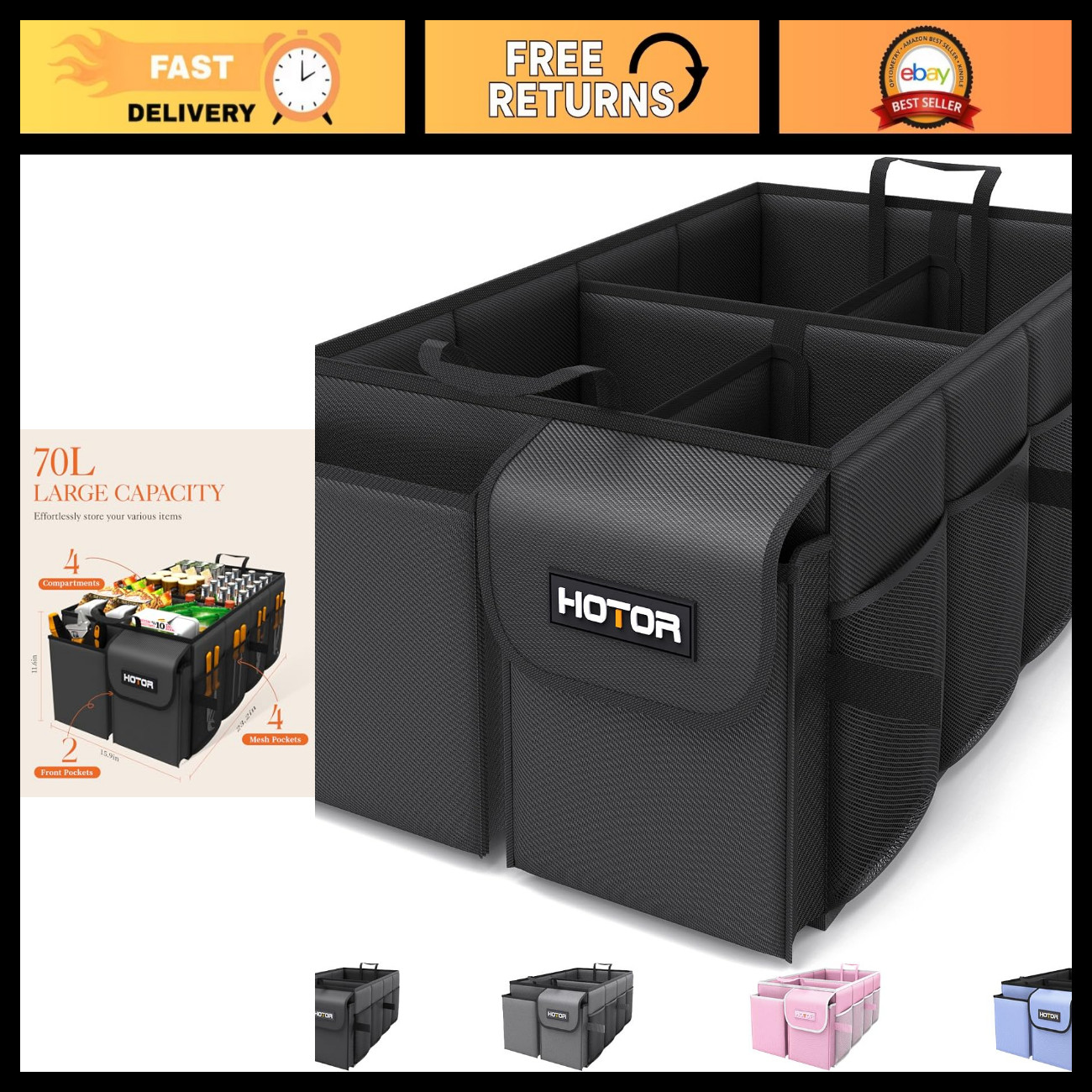 Foldable Car Trunk Organizer for SUVs & Sedans - Versatile Storage Solution