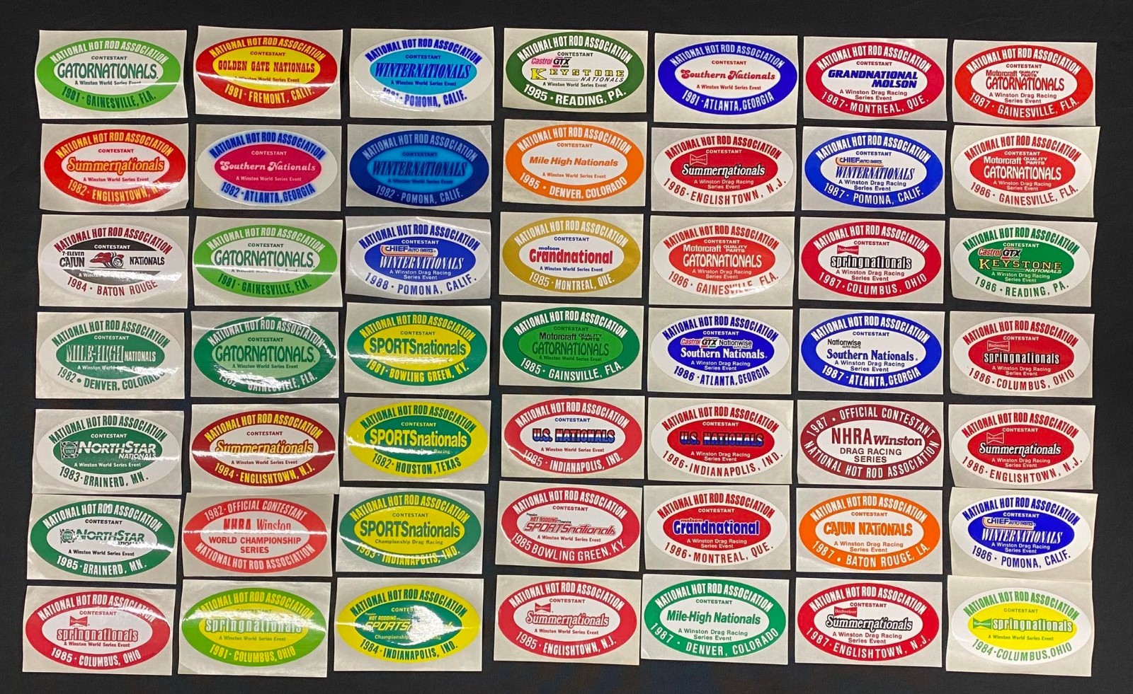NHRA Original 49 Different NOS Contestant Decals 1981-1987 Deadstock Original