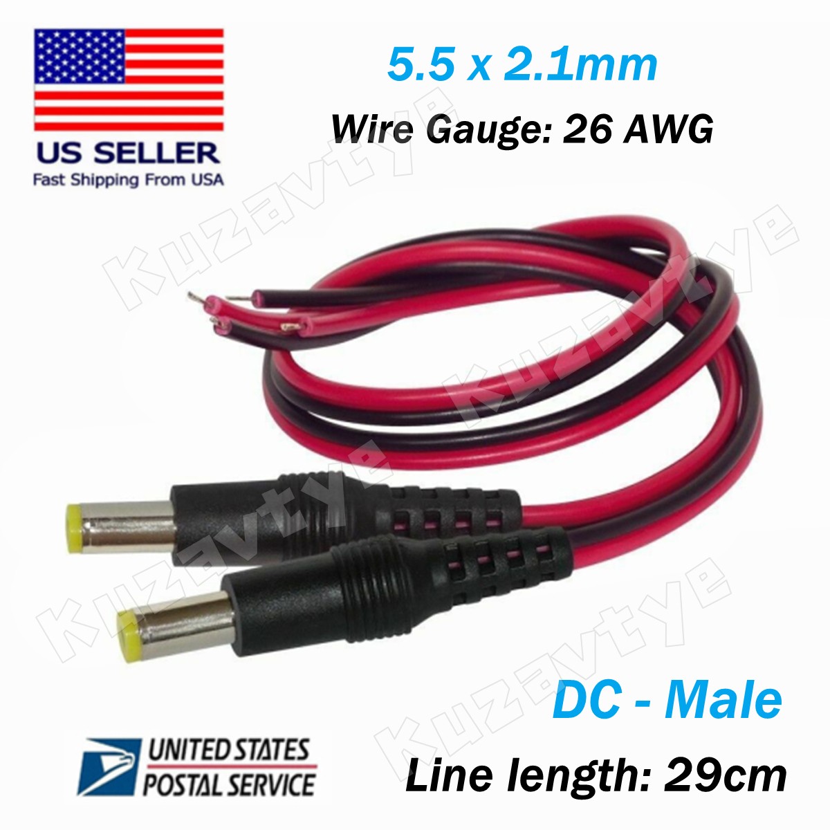 5~50Pcs DC Pigtail Power Cord Male Female Barrel Plug Cable Connectors 5.5*2.1mm
