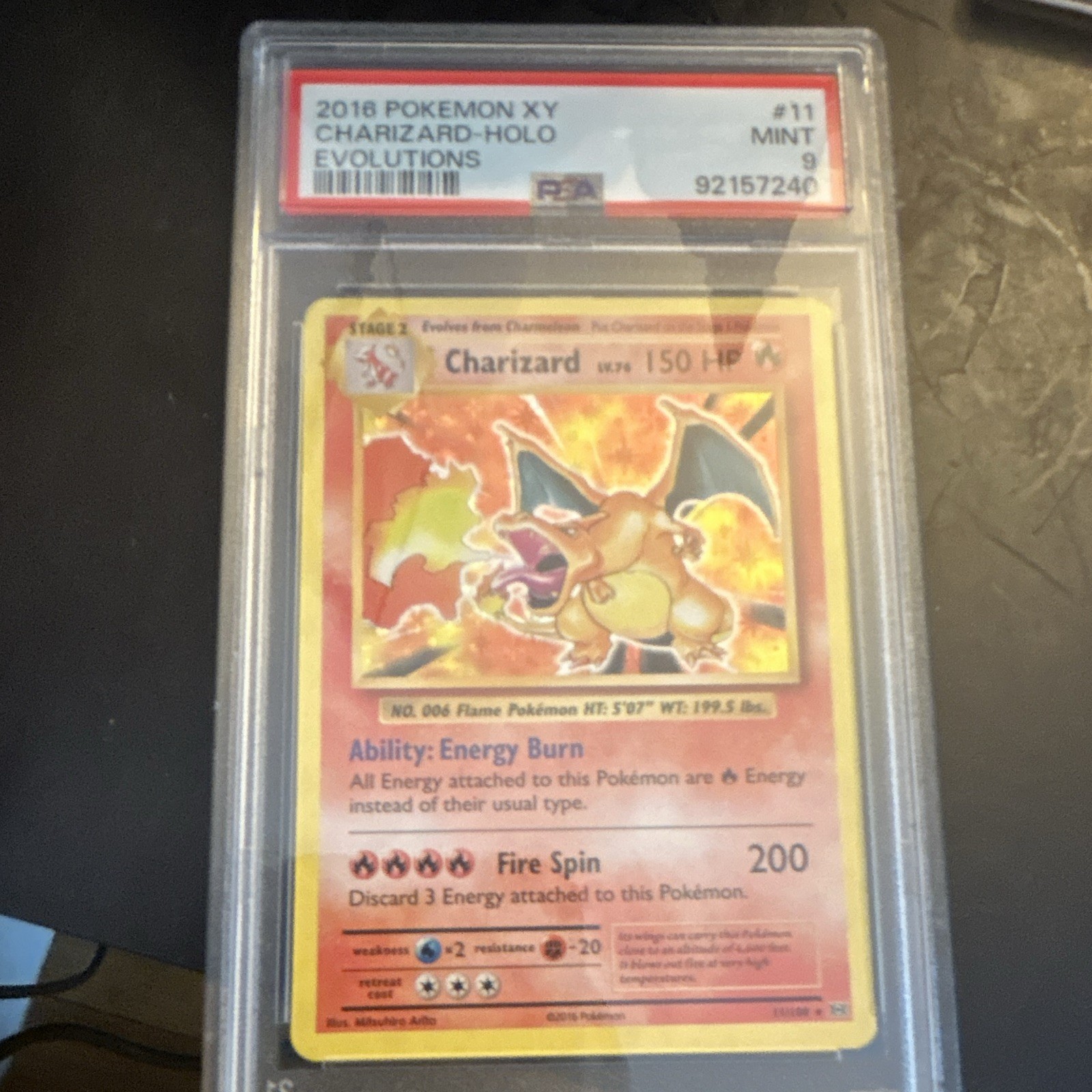 Charizard 2016 Pokemon TCG XY Evolutions Holo 11/108 PSA 9 Graded
