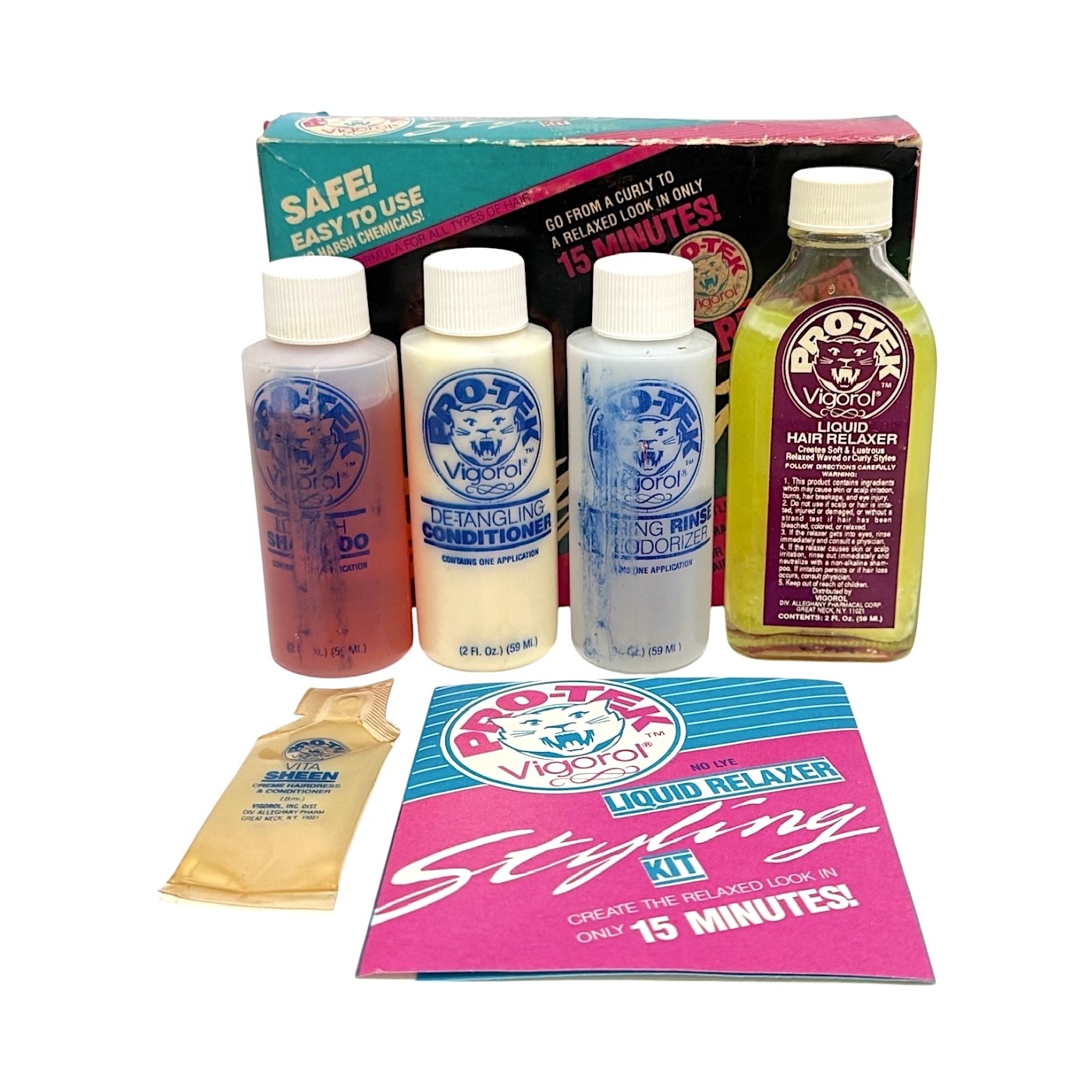 Vintage Pro-Tek Vigorol Liquid Hair Relaxer Kit Regular 2 oz NOS Vintage Pro-Tek Vigorol Liquid Hair Relaxer Kit Regular 2 oz NOS