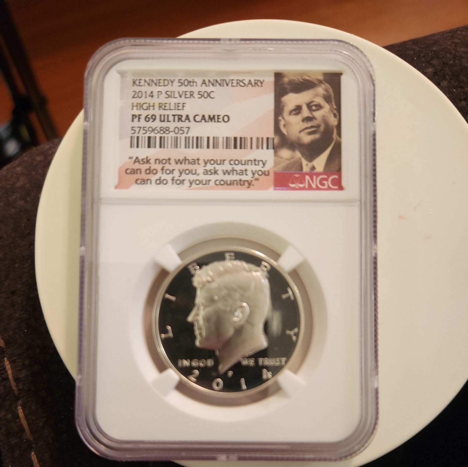 2014 P Silver NGC PF69 Ultra Cameo 50c High Relief 50th Anniversary label