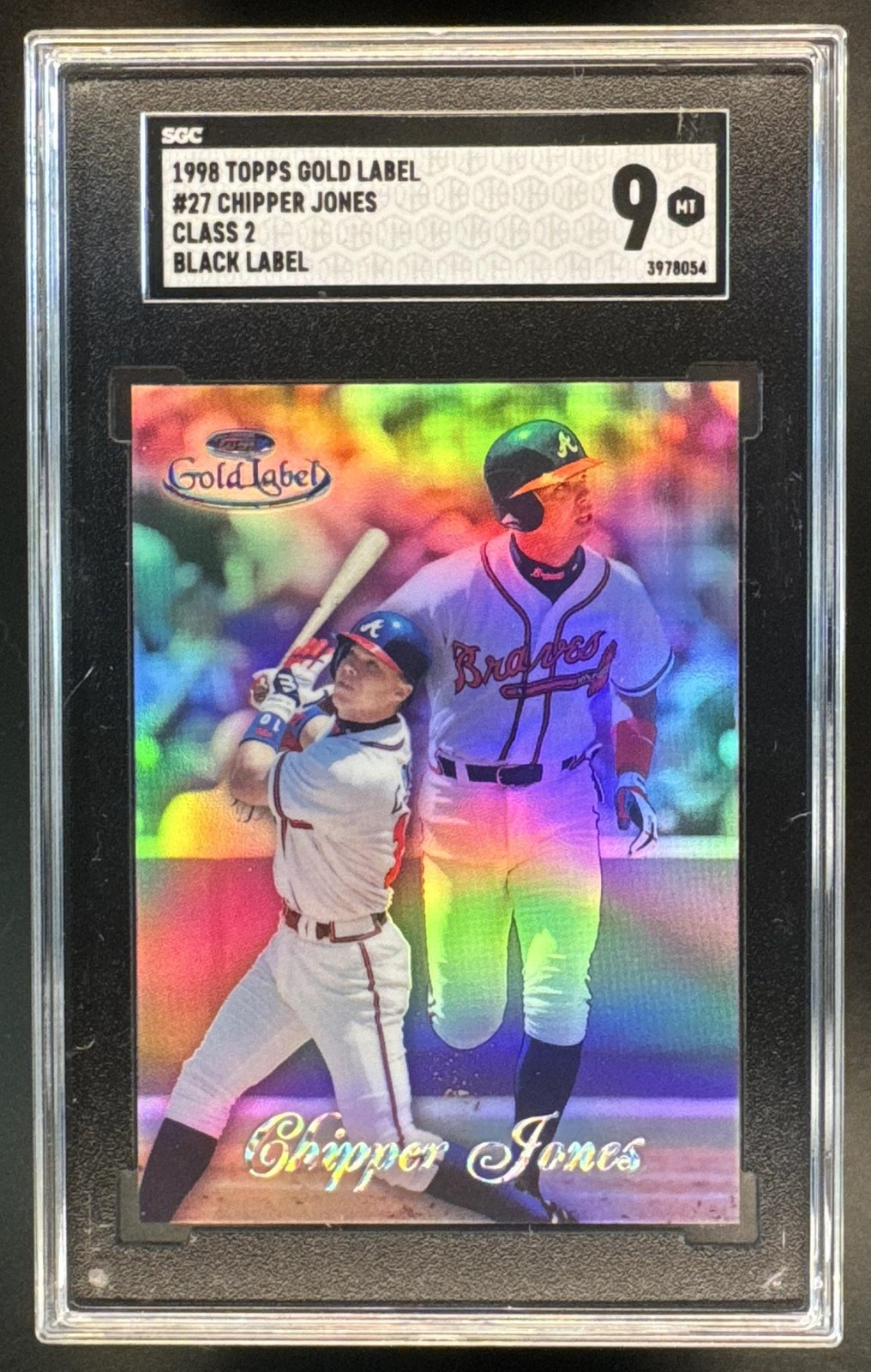 1998 Topps Gold Label #27 Chipper Jones Class 2 Black Atlanta Braves SGC 9 MINT 1998 Topps Gold Label #27 Chipper Jones Class 2 Black Atlanta Braves SGC 9 MINT