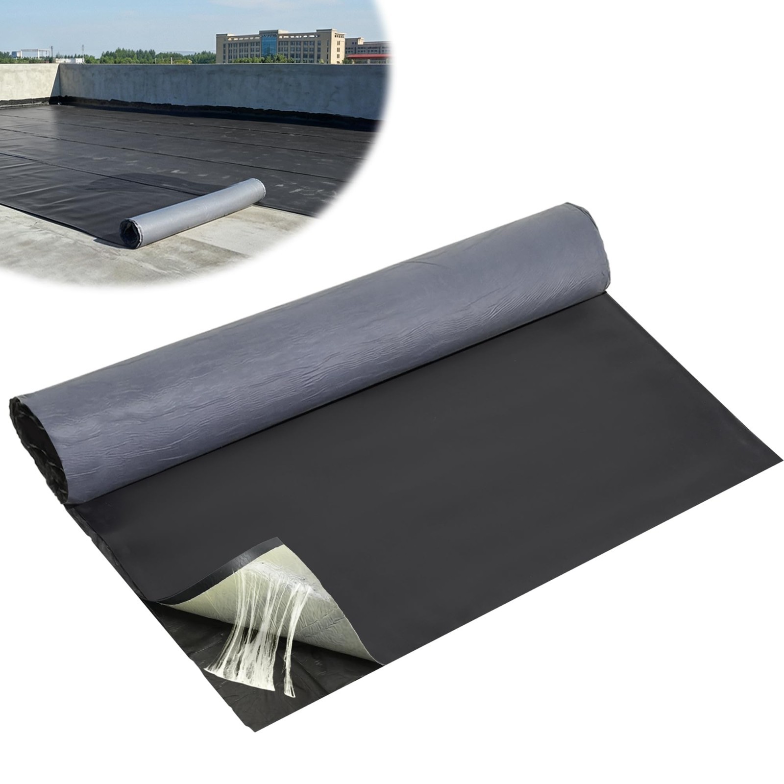 50 Mil EPDM Rubber Roofing Materials Roll 39 in x 16.4 ft Self-Adhesive Waterpro 50 Mil EPDM Rubber Roofing Materials Roll 39 in x 16.4 ft Self-Adhesive Waterpro