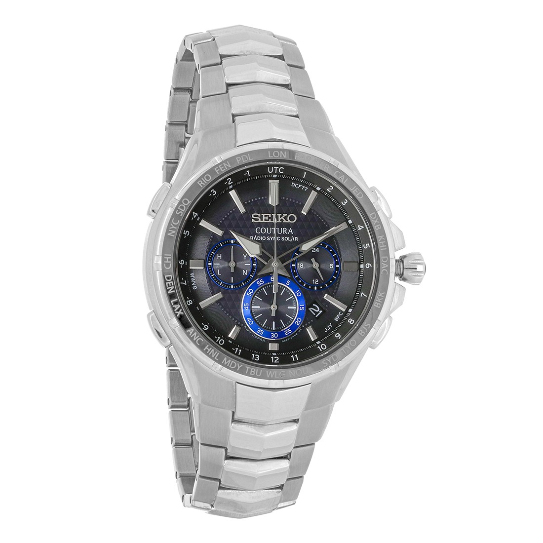Seiko Solar Men\'s Coutura Perpetual Calendar Chronograph Black Dial Watch SSG009