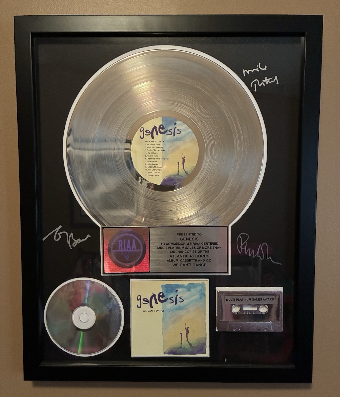 Genesis We Can\'t Dance Framed Platinum Album Display with Autographs