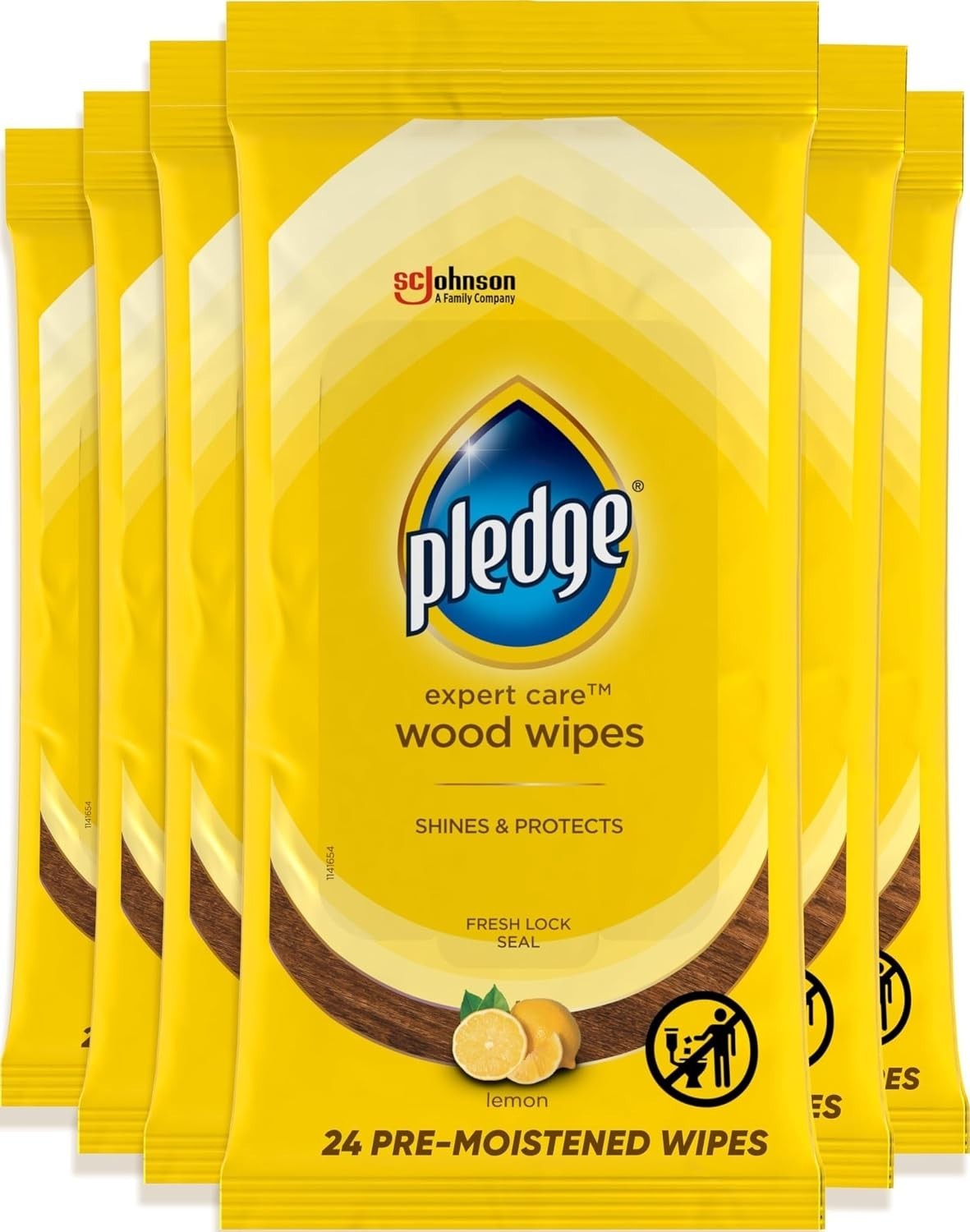 Pledge Pre-Moistened Wood Furniture Wipes, Lemon, 144 Total Count, (6-Pack) Pledge Pre-Moistened Wood Furniture Wipes, Lemon, 144 Total Count, (6-Pack)