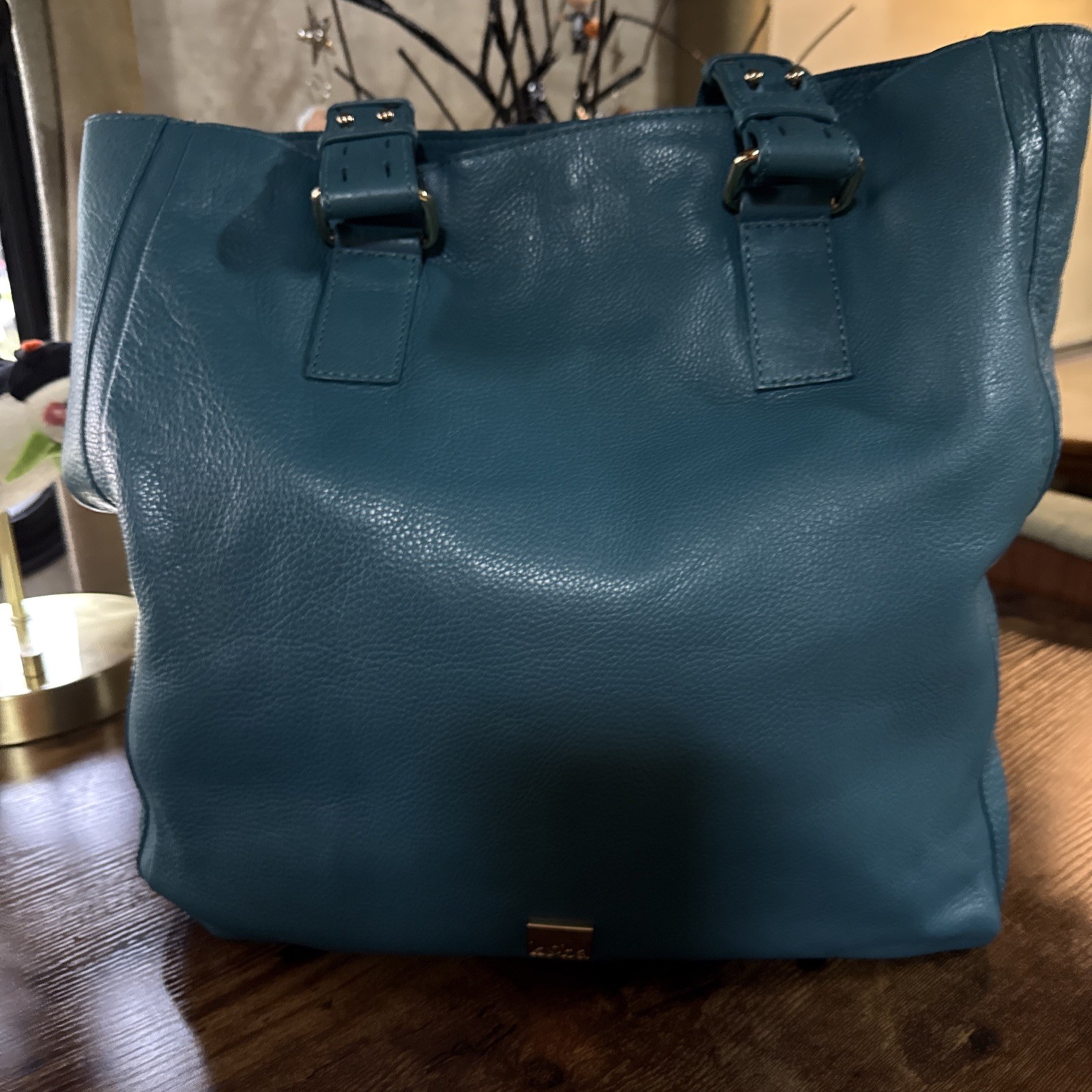 Kooba Soft Pebbled Leather Teal Large Shoulder Bag Tote Lined Kooba Soft Pebbled Leather Teal Large Shoulder Bag Tote Lined