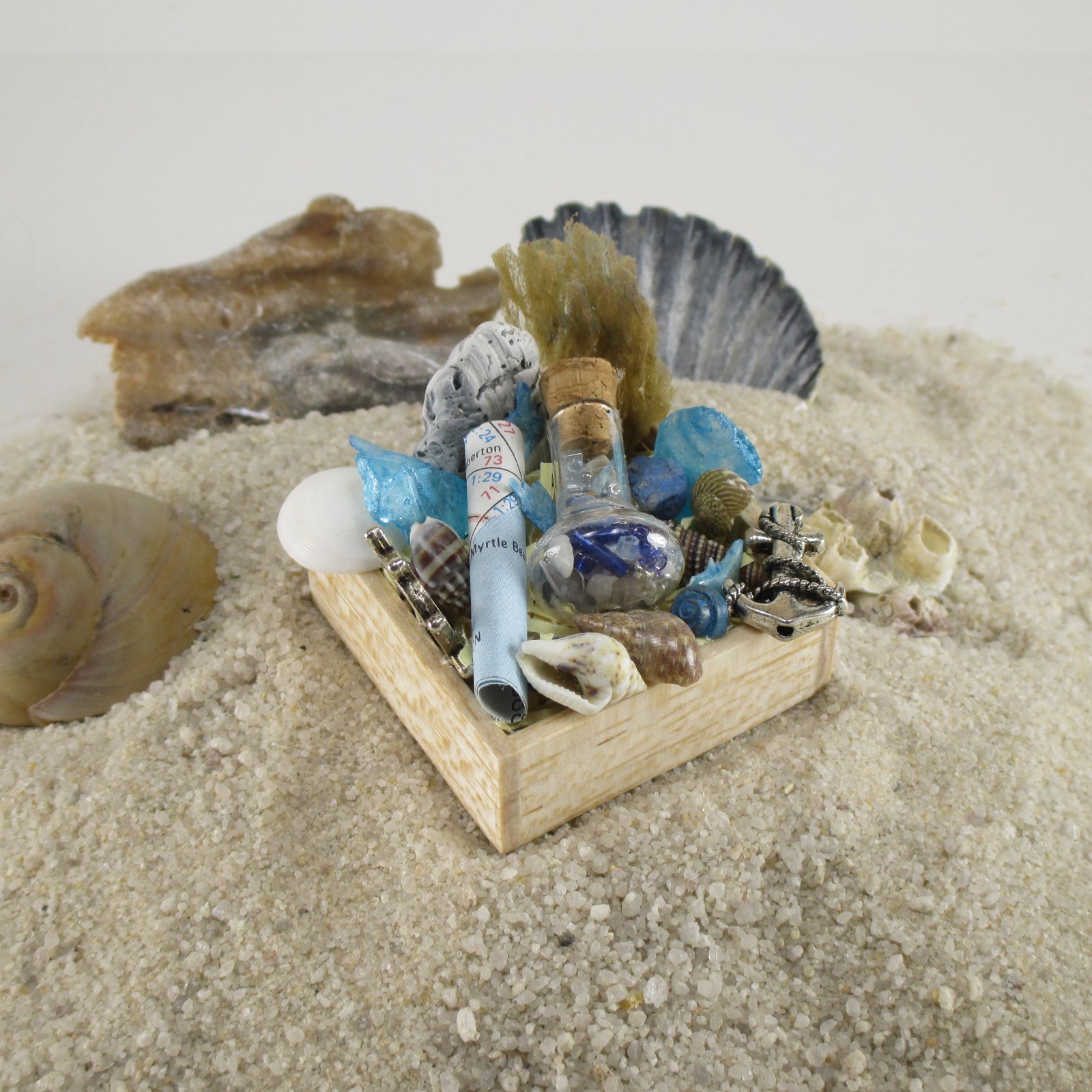 WMH Dollhouse Miniature Beach/Seaside Collection in Wooden Box - Nautical