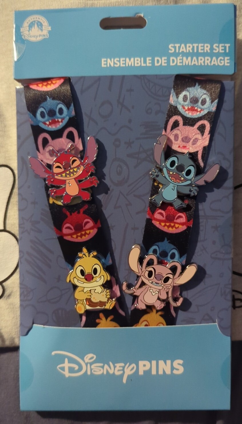 Disney Stitch Angel Leroy Reuben Experiments Starter 4 Pin Set Lanyard NEW Disney Stitch Angel Leroy Reuben Experiments Starter 4 Pin Set Lanyard NEW