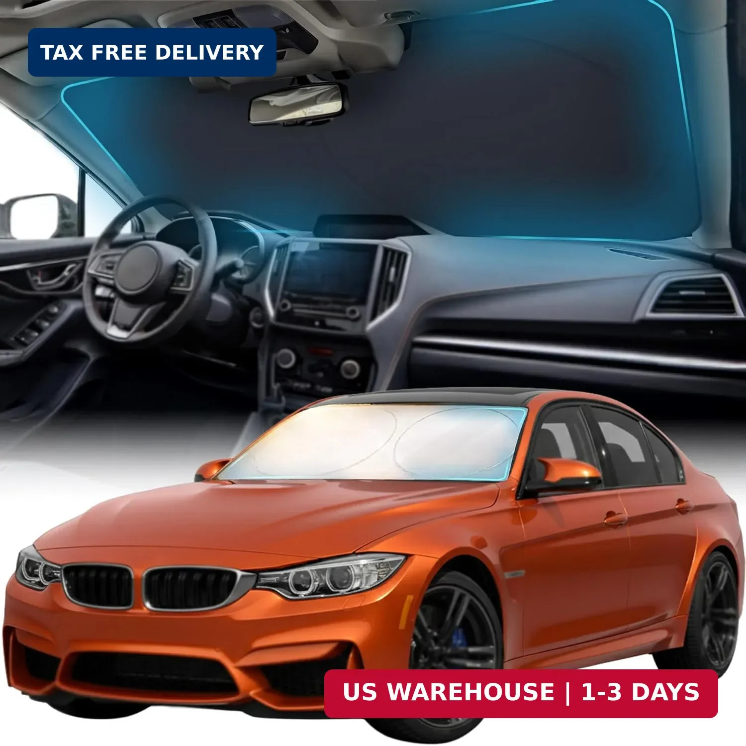 Car Sun Shade for Windshield, Reflective Windshield Sunshade, 240T Polyes