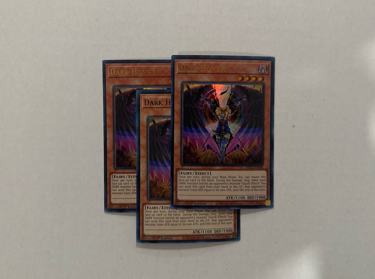 Yugioh 3x Dark Honest Ultra Rare MP22-EN068 1st NM PLAYSET