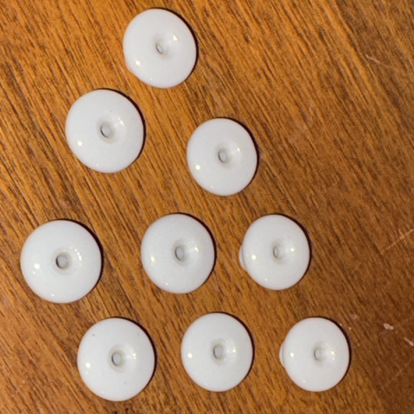9 Vintage 1940’s White 1” Ceramic Round Cabinet Drawer Knobs Pulls Handle Bolts
