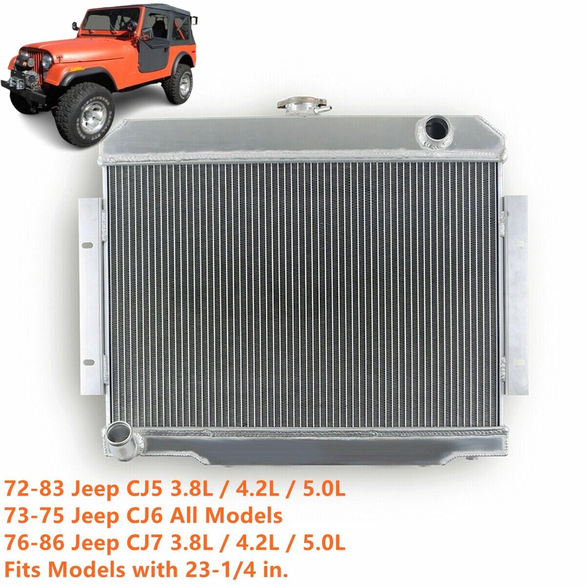 For Jeep CJ5/CJ6/CJ7 1972-1986 Racing Cooling Radiator 3 Row Full Aluminum Core