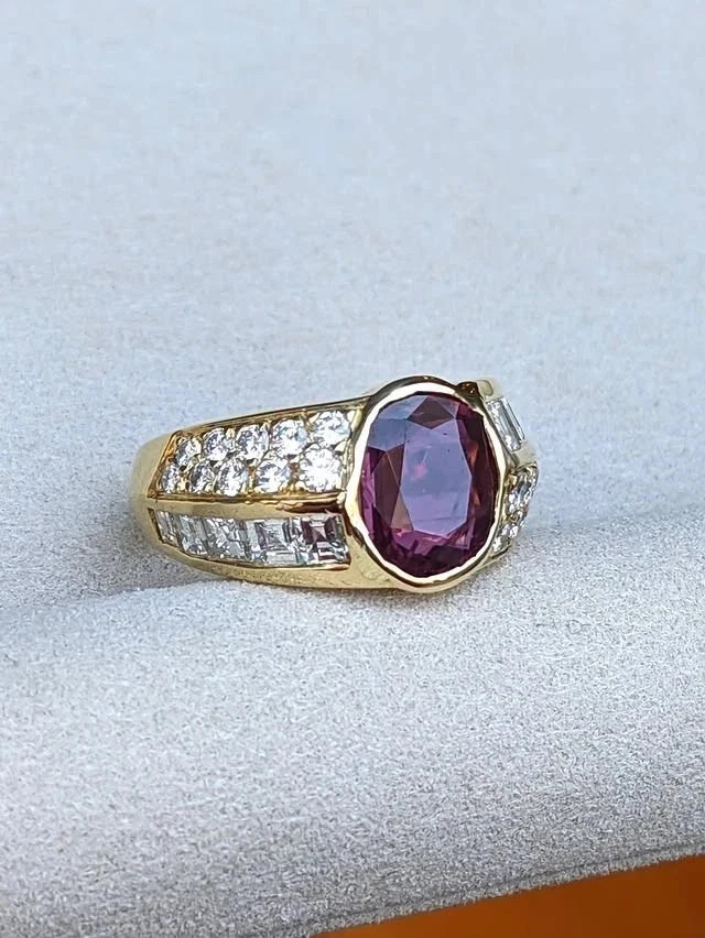 6.80 Ct Oval Cut Natural Ruby & Diamond  Wedding Ring 14K Yellow Gold Size 7