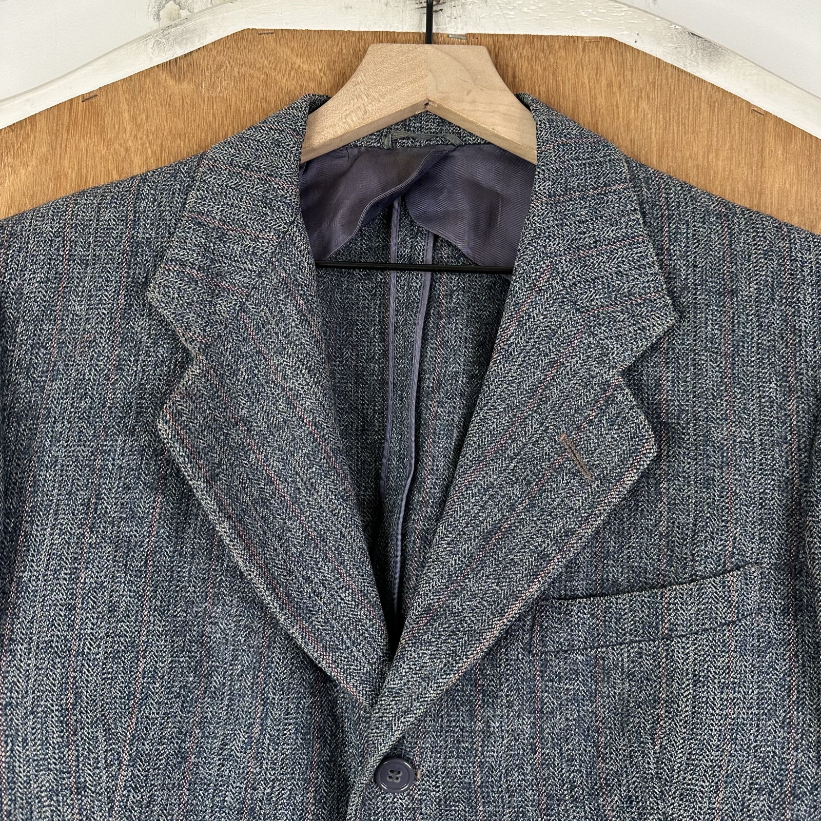 VTG Bespoke Blazer Mens 38S Gray 3 Button Wool Tweed Jacket 1920s 1930s Antique