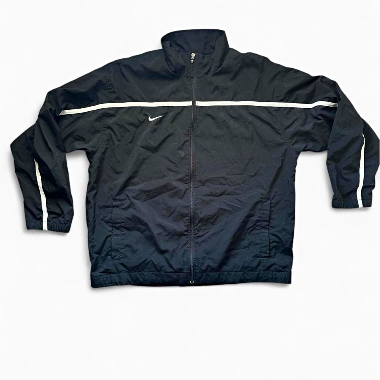 Vintage Nike Men\'s Full-Zip Track Jacket Black/White Striped Mesh XL Vintage Nike Men\'s Full-Zip Track Jacket Black/White Striped Mesh XL