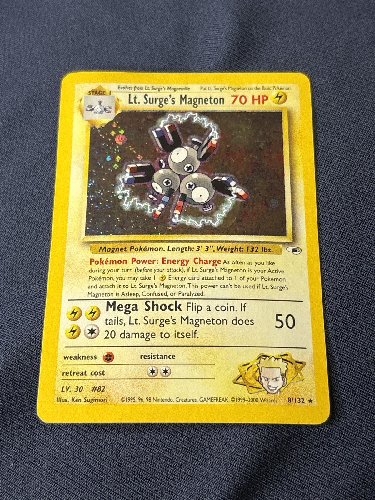 Lt. Surge\'s Magneton 008/132 Gym Heroes Holo Pokémon card played ⚡️ 