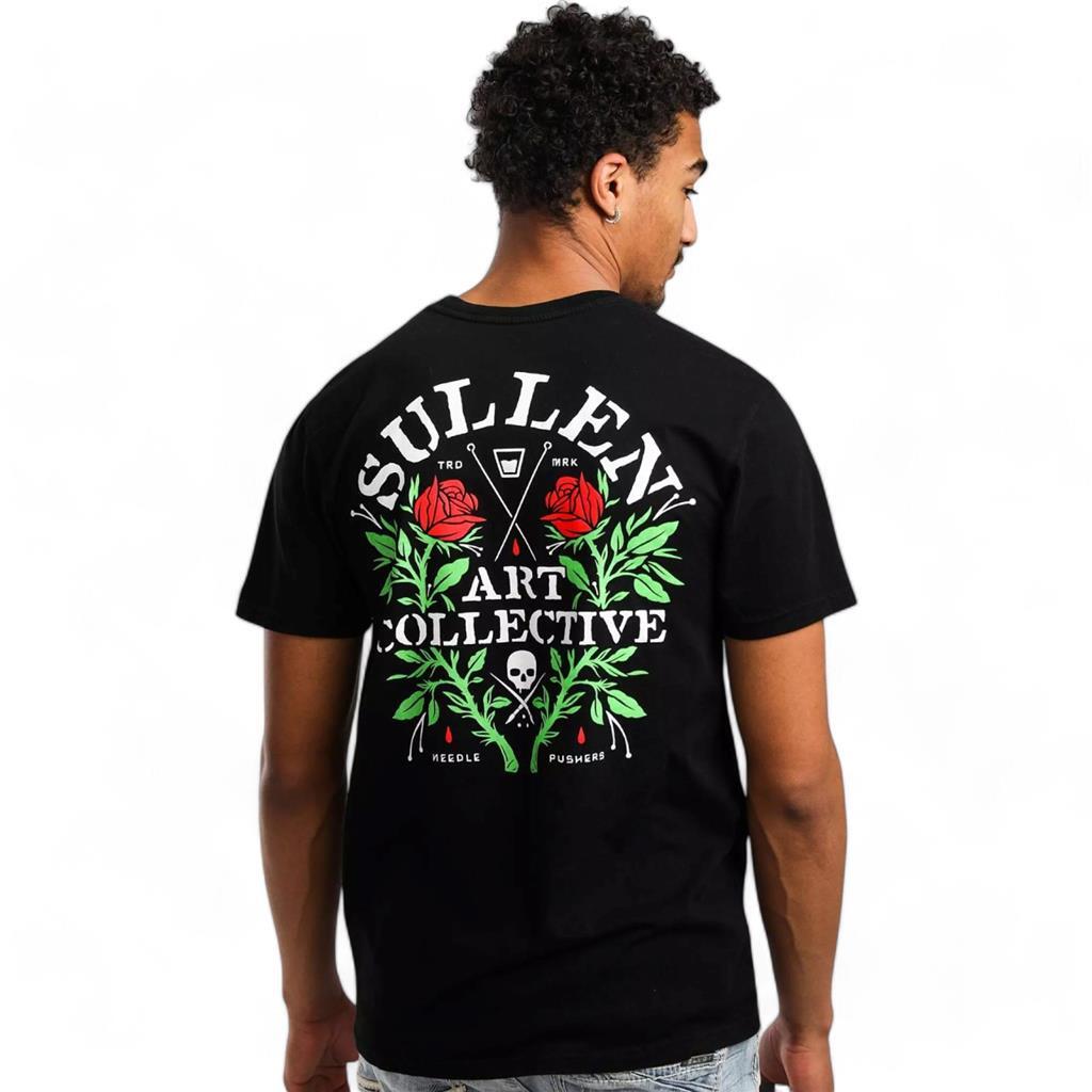 Men's Sullen Art Collective Pushers Jet Black Rose Premium Tee T-Shirt M-XXXL