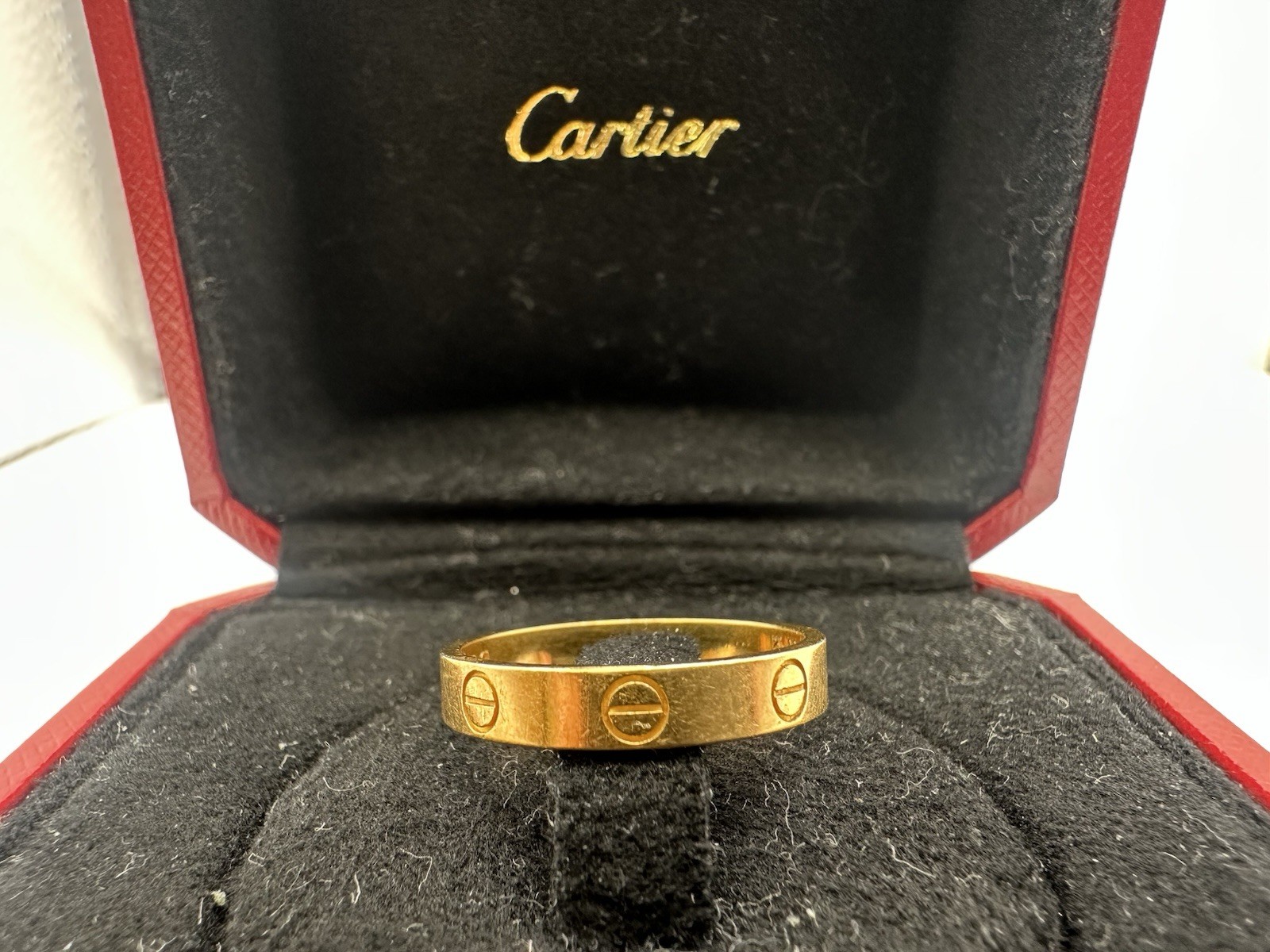 Cartier 18k Yellow Gold Love Band Ring Size 57 w/Box and Receipt -E63