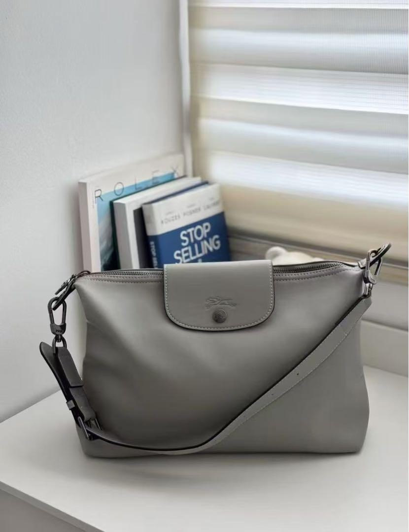 Longchamp Pliage City shoulder tote gray Women Leather New From Japan
