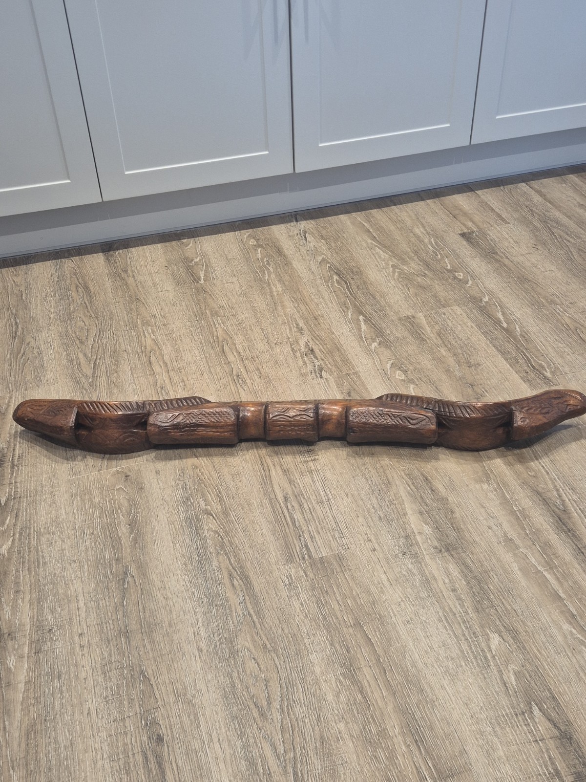 Antique Primitive Handmade Wooden Double Ox Oxen Yoke Carved 43\