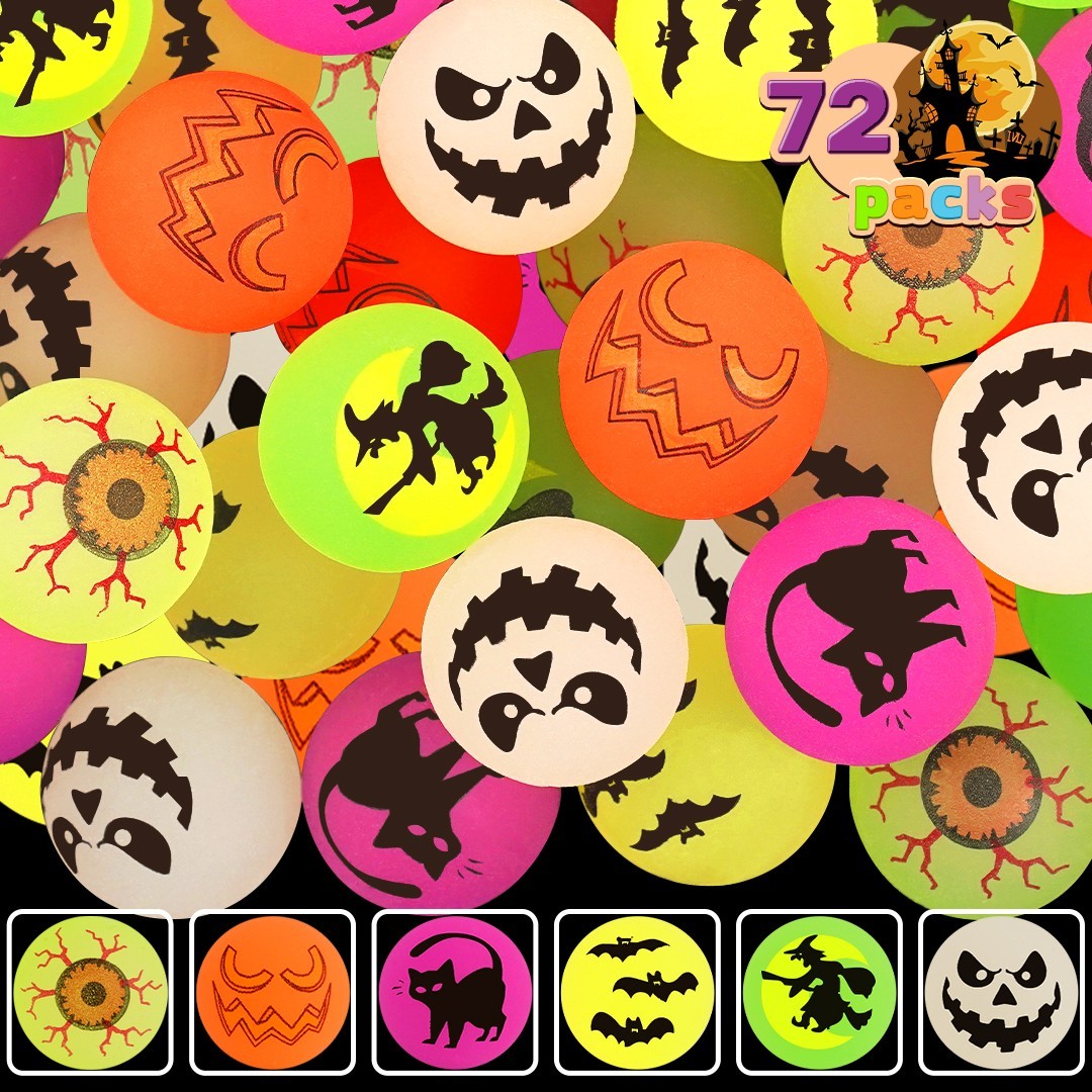 72 PCS Halloween Bouncy Balls, Glow in The Dark Bouncing Balls Eyeballs