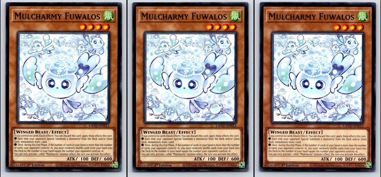 3 x MULCHARMY FUWALOS LAVD-ENS13 Common / Short Print 1st Edition Near Mint