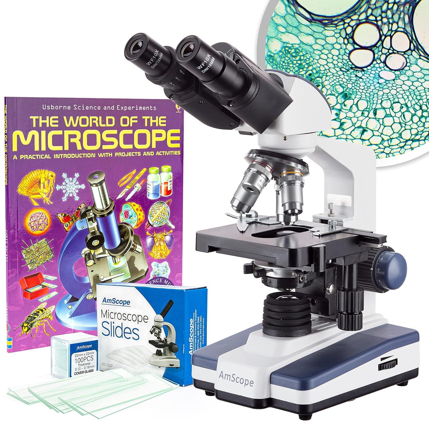Amscope B120C-BK-BS 2500X LED Lab Binocular Compound Microscope | 40X-2500X Magn Amscope B120C-BK-BS 2500X LED Lab Binocular Compound Microscope | 40X-2500X Magn