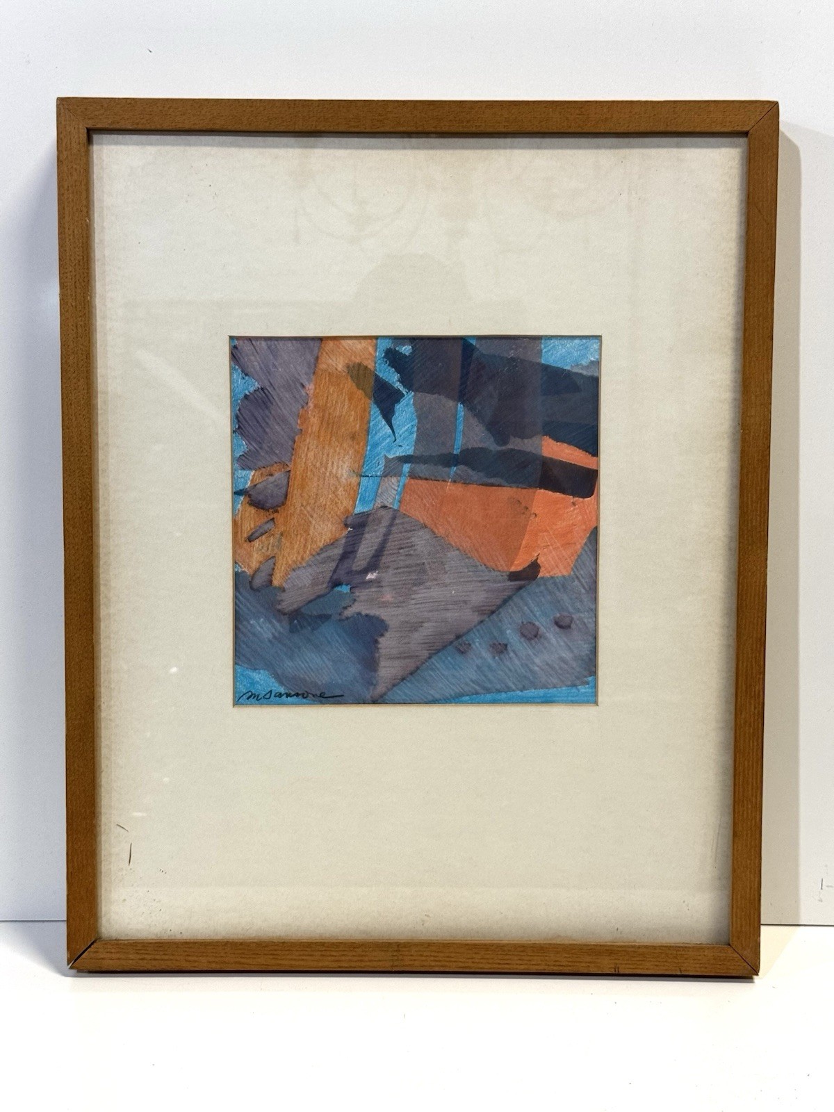 Vintage Mixed Media Abstract Art Signed Framed