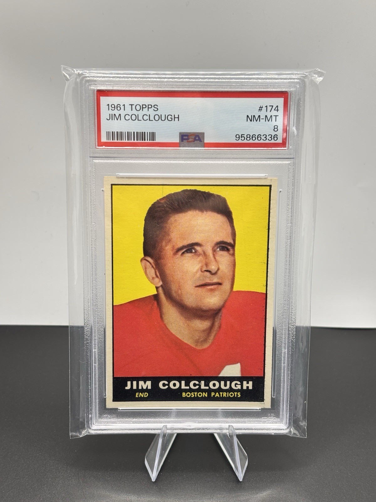 Topps 1961 Jim Colclough #174 PSA 8 Boston Patriots Football Trading Card
