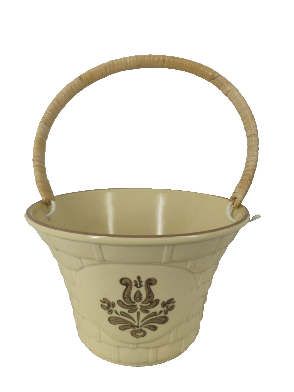 Vtg Pfaltzgraff Village Basket w/Handle Flower Pot Storage Decor USA made