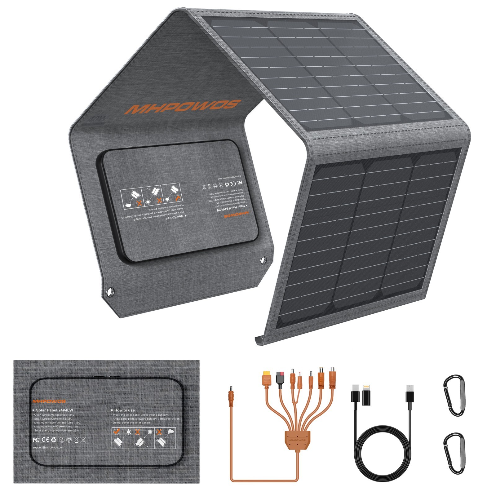MHPOWOS 40W 80W 120W Foldable Solar Charger for Jackery Explorer Power Station