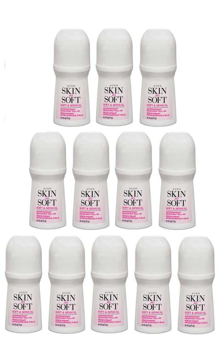 12  Bottles AVON Skin So Soft, Soft & Sensual Roll-On Deodorant Women's