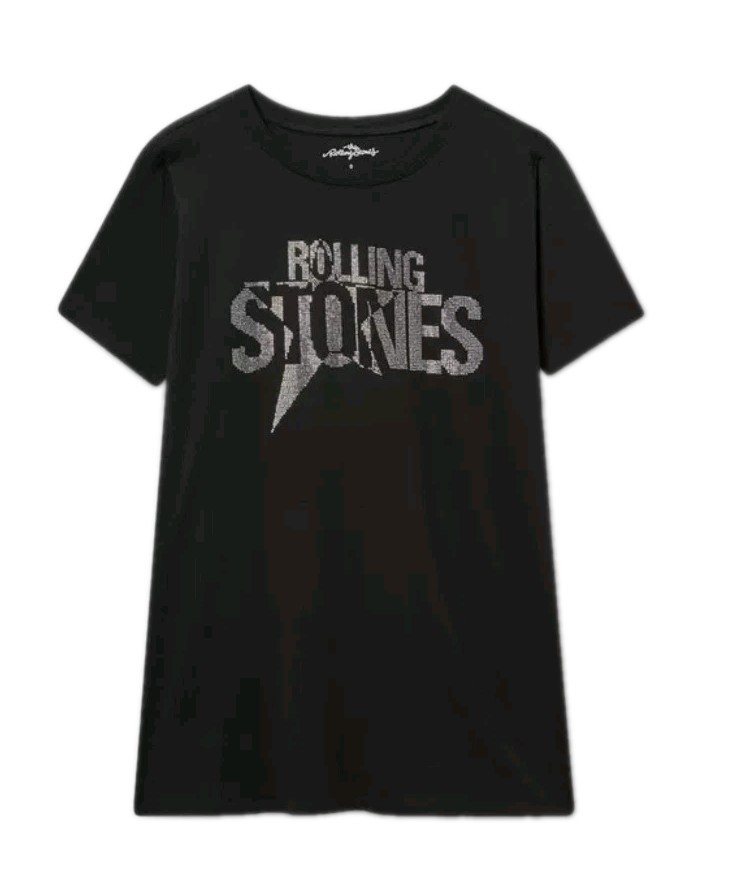 NWT TORRID ROLLING STONES Black Rhinestone Embellished Cotton Tee Sz 2 2X 18-20 
