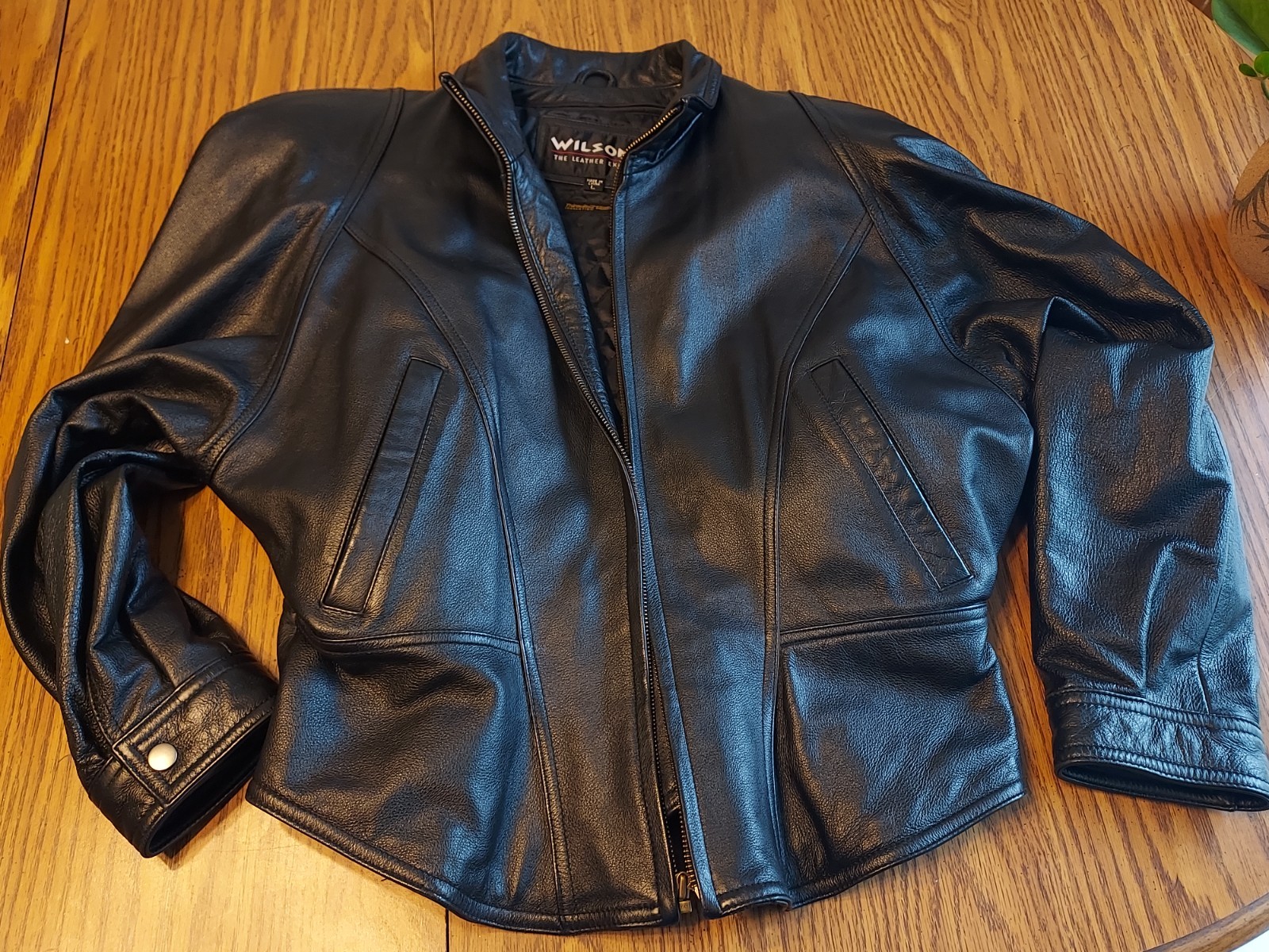 Vintage Womens L WILSONS LEATHER black batwing cropped corset motorcycle jacket Vintage Womens L WILSONS LEATHER black batwing cropped corset motorcycle jacket