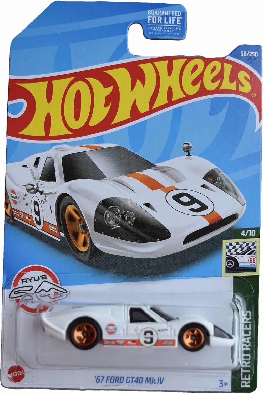 2022 Hot Wheels \'67 FORD GT40 MK. IV 58/250 RETRO RACERS 4/10 J Case White Gulf 2022 Hot Wheels \'67 FORD GT40 MK. IV 58/250 RETRO RACERS 4/10 J Case White Gulf