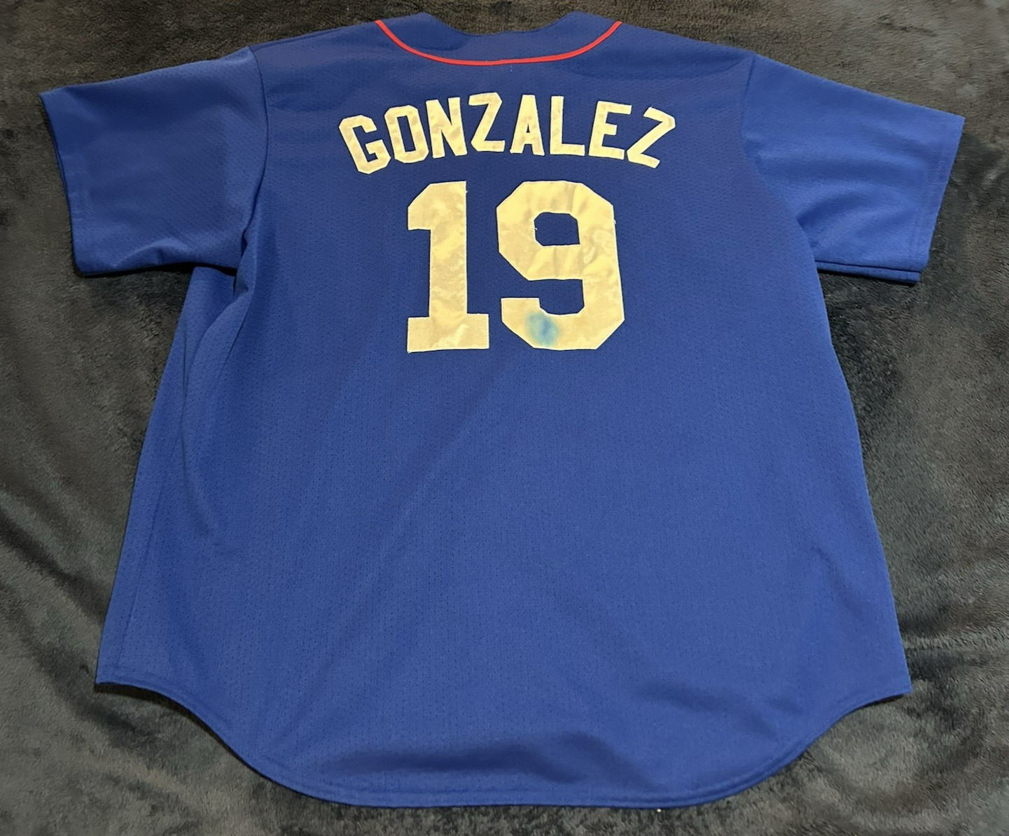 Vtg Stitched Majestic JUAN GONZALEZ #19 Texas Rangers Jersey Mens 2XL XXL Blue