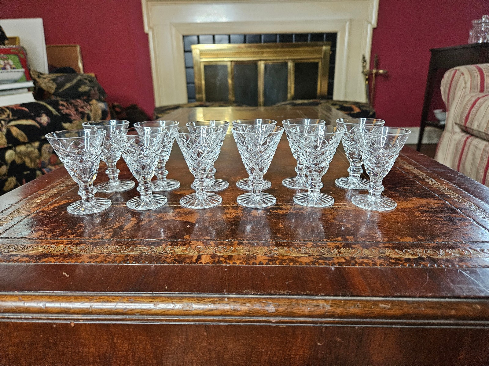12 Waterford Adare Crystal Cordial Glasses 2 7/8