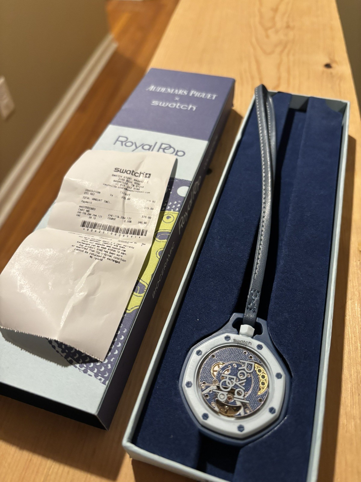 Swatch x AP Royal Pop Lan Ba Automatic Blue Lan Ba Watch w/ Box & Papers