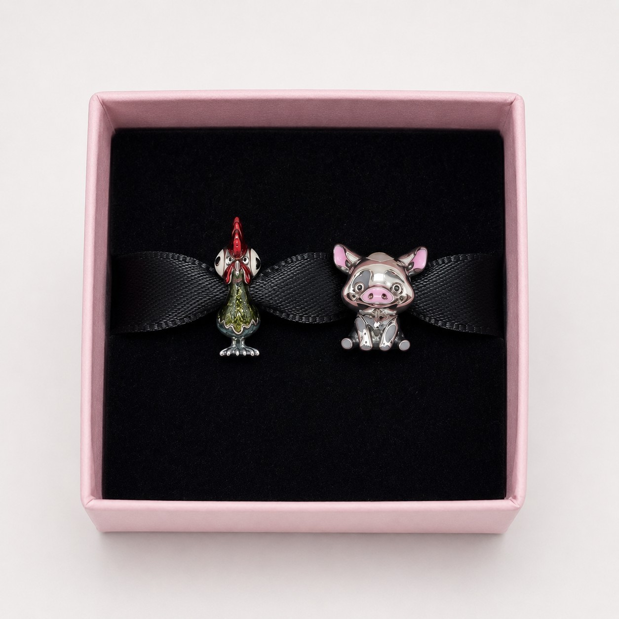 PANDORA Disney Moana Pua Pig & Heihei Rooster Charm Set 793843C01 794644C01 H13