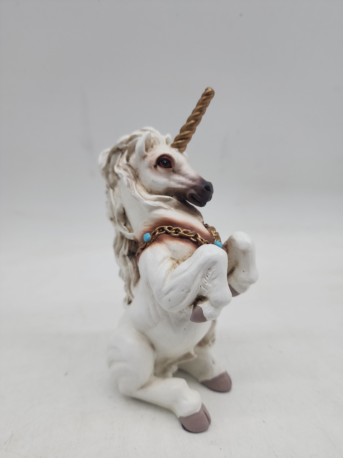 Rare Vintage Fantasy White Rearing Unicorn Figurine w/Gold Horn Windstone Rare Vintage Fantasy White Rearing Unicorn Figurine w/Gold Horn Windstone