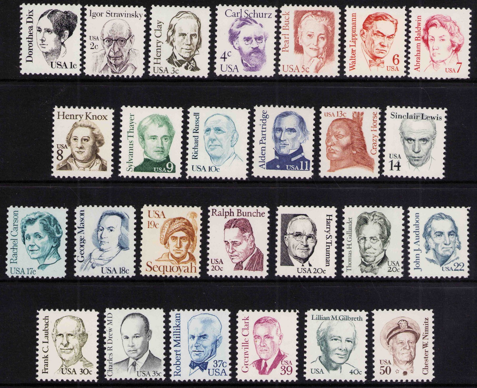 Great Americans 1st part 1980-85 Complete Set 26  #1844 to 1869 Dix Nimitz MNH