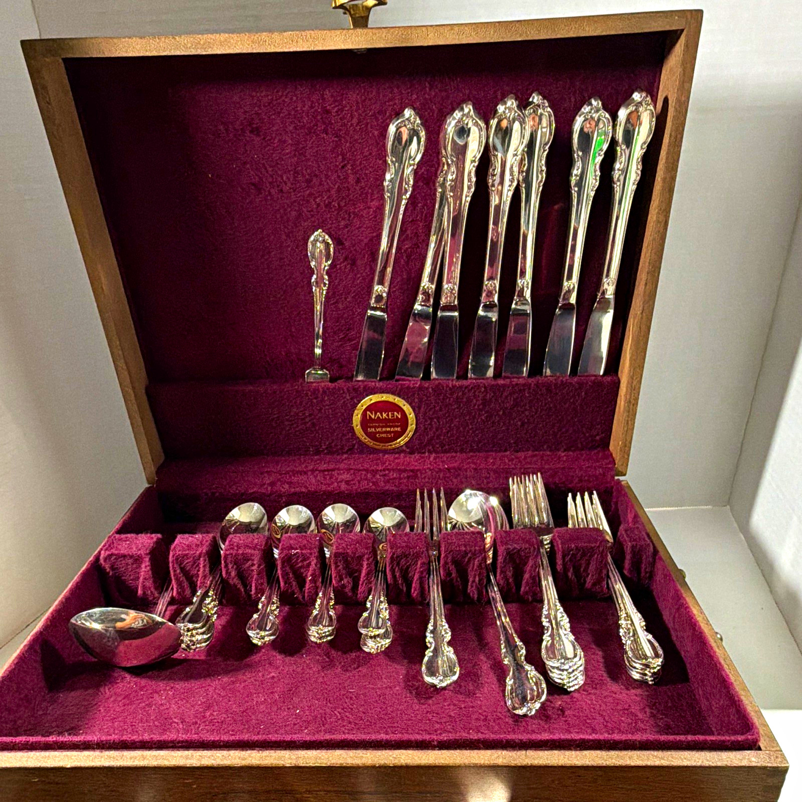 47-Pc 1847 Rogers Bros REFLECTION Silverplate Flatware Set w/ Naken Chest 1959