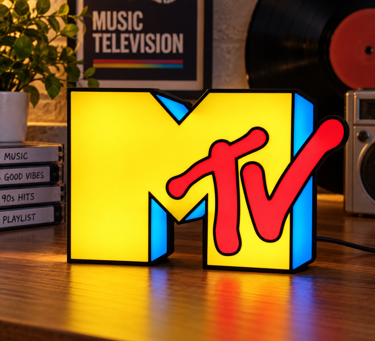 MTV Music Television Logo Light Box 3D Printed USB LED Lamp Decorative Neon Sign