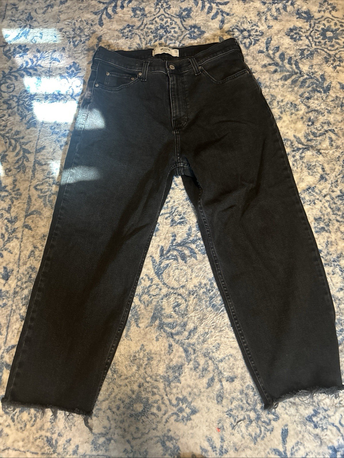 Hollister Super Baggy Jeans Mens 32x30 Blue Light Wash Wide Leg Denim Pants