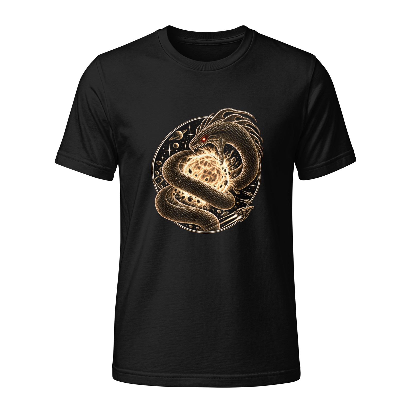 Cosmic Serpent Ouroboros T-Shirt | Vintage Engraving Mystical Space Snake Tee Cosmic Serpent Ouroboros T-Shirt | Vintage Engraving Mystical Space Snake Tee