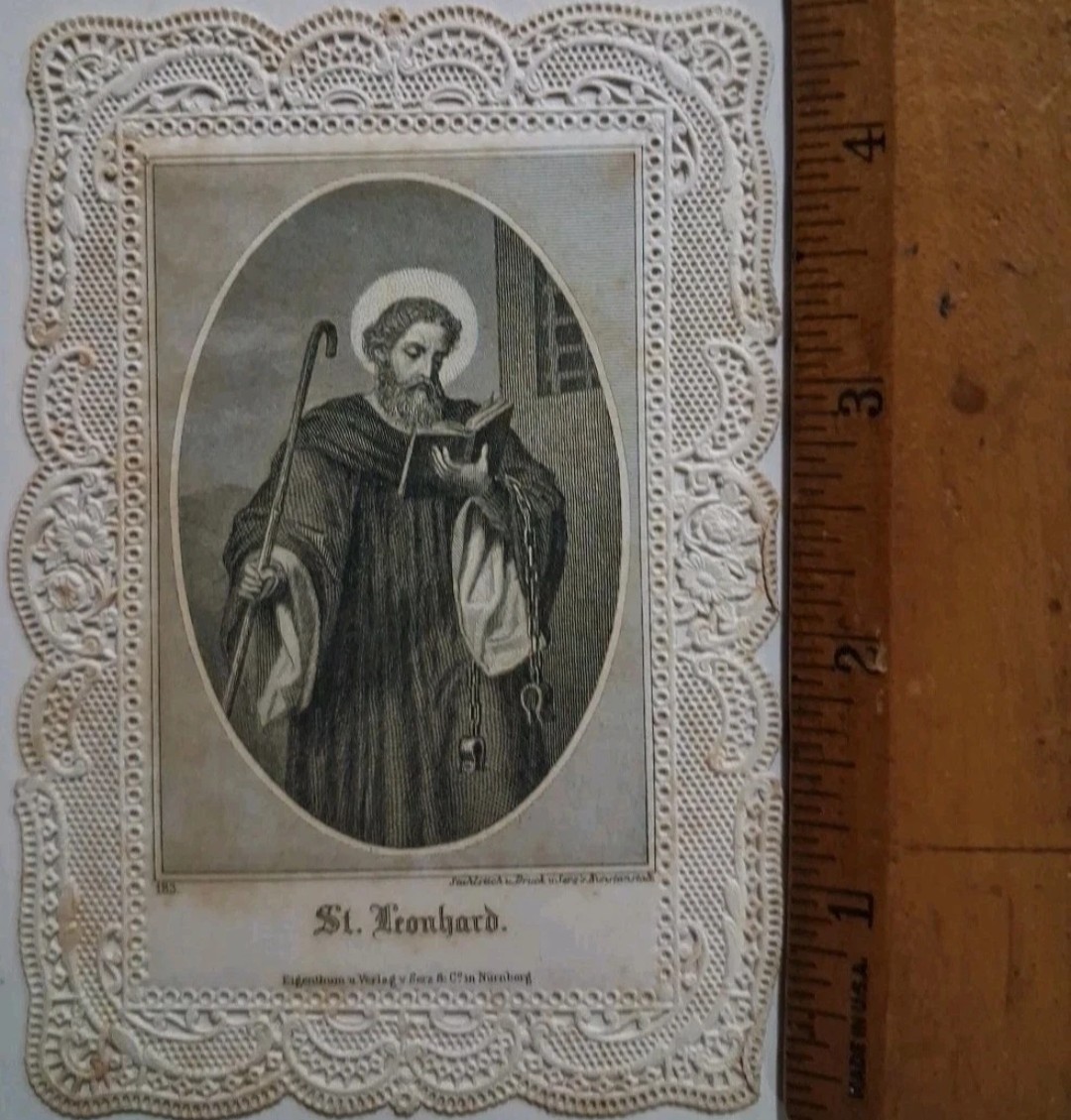 1880s-90s SAINT LEONHARD German Nuremberg CATHOLIC Victorian Card 1880s-90s SAINT LEONHARD German Nuremberg CATHOLIC Victorian Card